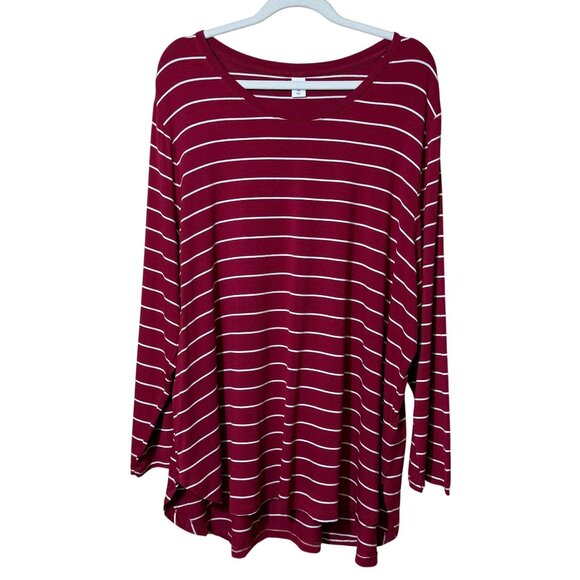 Old Navy Luxe Crew Neck Tunic Top NEW Burgundy Stripe XXL - Picture 1 of 9